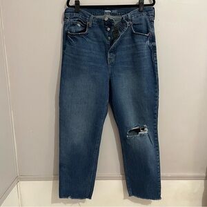 Old Navy Blue Sky-Hi Straight Jeans with Distressed Details Size 18 women button